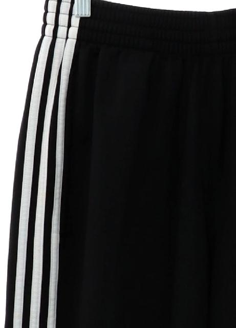 Pants: 90s -Adidas- Unisex black lightweight polyester flat front track  pants with cuffless hem, vertical seam inset side entry front pockets, no  rear pockets, elastic waistline with inside drawstring, no belt loops.