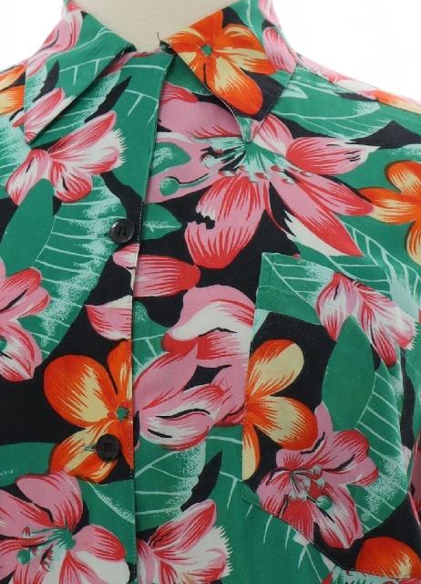 Vintage Womens S Pink Hawaiian Shirt S/S Tropical 70s 80s 90s Rayon Boxy  Floral