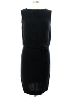 1960's Womens Black Linen Blend Mod Dress