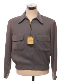 1950's Mens Ike Style Gabardine Zip Jacket