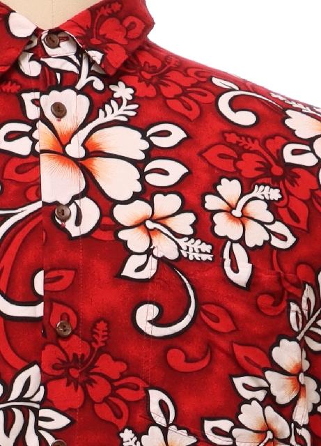 VINTAGE 1940’S MEN'S RED RAYON SHIRT BY PILGRIM W TROPICAL FLORAL PRINT 