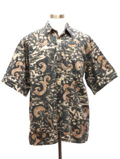 1990's Mens Go Barefoot Reverse Print Hawaiian Shirt