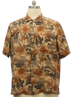 1990's Mens Linen Rayon Blend Hawaiian Shirt