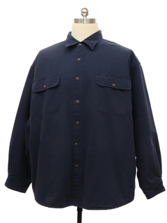 1990's Mens Dark Blue Flannel Lined Field Style Shirt Jacket