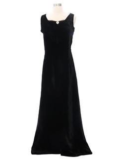 1930's Womens Silk and Velvet Cocktail or Prom Dress