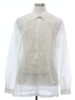 1990's Mens Embroidered Sheer Tunic Shirt