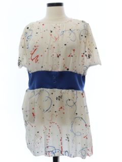 1980's Womens Crystal Web Designer Altered Op-Art Kitchy Dress