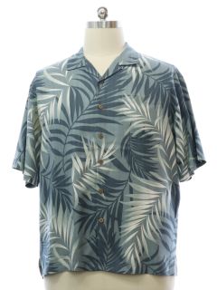 Vintage Silk Traders Hawaiian Silk Button Up Shirt Blue XL – Black