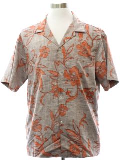1980's Mens Reverse Print Cotton Hawaiian Shirt