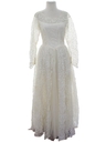Vintage 1960s Dress: 60s -No Label- Womens floor length, white, wedding ...