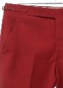 Majer Slacks 1960s Vintage Pants: Late 60s -Majer Slacks- Mens cranberry  red solid colored wool polyester blend flat front slacks pants. Cuffless  hem, front slant side entry pockets, one rear inset open